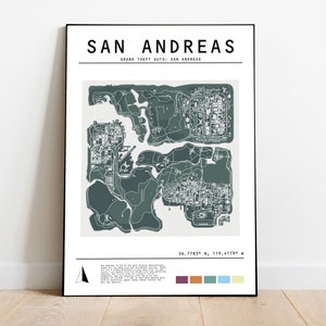GTA V map Los Santos' Poster, picture, metal print, paint by Lucas