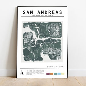 Los Santos Satellite Map&Tourist Map 80cm*80cm HD Print Poster For GTA V  Poster