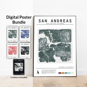 Los Santos Satellite Map&Tourist Map 80cm*80cm HD Print Poster For GTA V  Poster