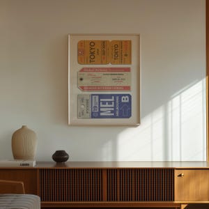 Travel-themed framed print with custom unique airport tags for your trips, physical wall art for memory-filled holiday décor.