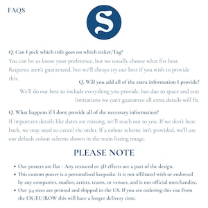 a frequently asked questions and notes page for customer explanation