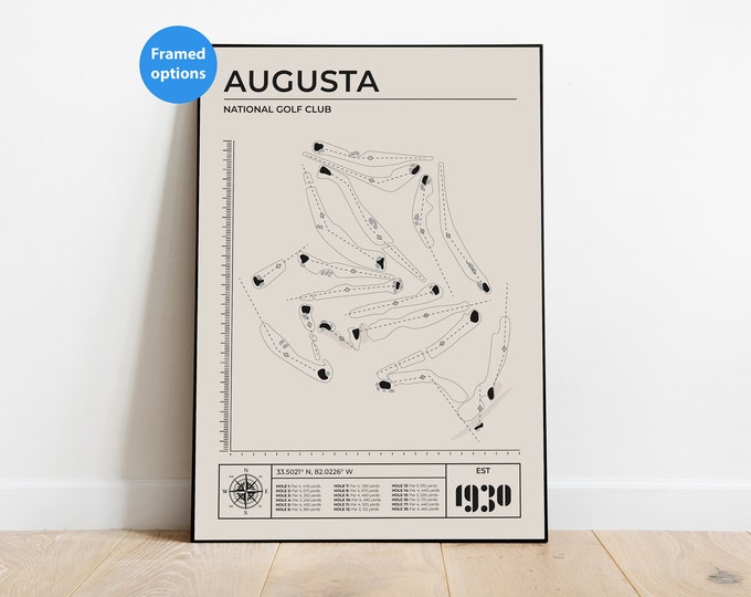 Golf Poster, Augusta Golf Course, Sport Unique Wall Hanging, Golf Gift For Men, Gift for Boyfriend, Colourful Minimal, Vintage Decor Present