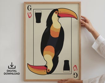 Vintage Toucan Irish Stout Poster: Beer Lover Pub Wall Art (Digital Download)