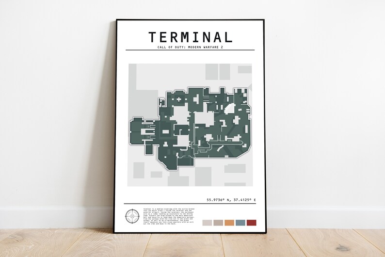 Digital Call of Duty Terminal Map Poster / Colourful Gaming Decor ...
