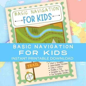 Arbeitsbuch zu den Navigationsfähigkeiten für Kinder, Kartenlesen, Kompass, Orientierungslauf, Outdoor-Lernen, druckbar, Camping zu Hause, in der Schule, Abenteurerführer