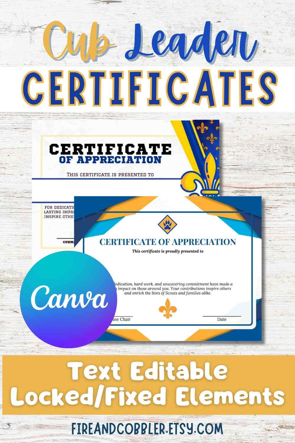 Editable Text Only Cubmaster Scout Leader Certificate Template Den Pack Blue and Gold Award for Recognition Achievement Cub Scout Gift Canva - Etsy editable-text-only-cubmaster-scout-leader-certificate-template-den-pack-blue-and-gold-award-for-recognition-achievement-cub-scout-gift-canva-etsy