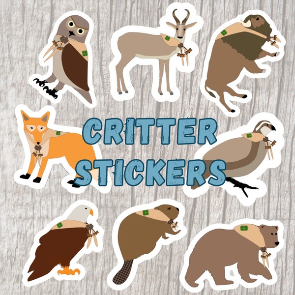 Ticket Critter Patrol Sticker Beaver Bobwhite Eagle Fox Owl Bear Buffalo Antelope Troop 1 Gilwell Beads Custom  Decal Laptop Water Bottle