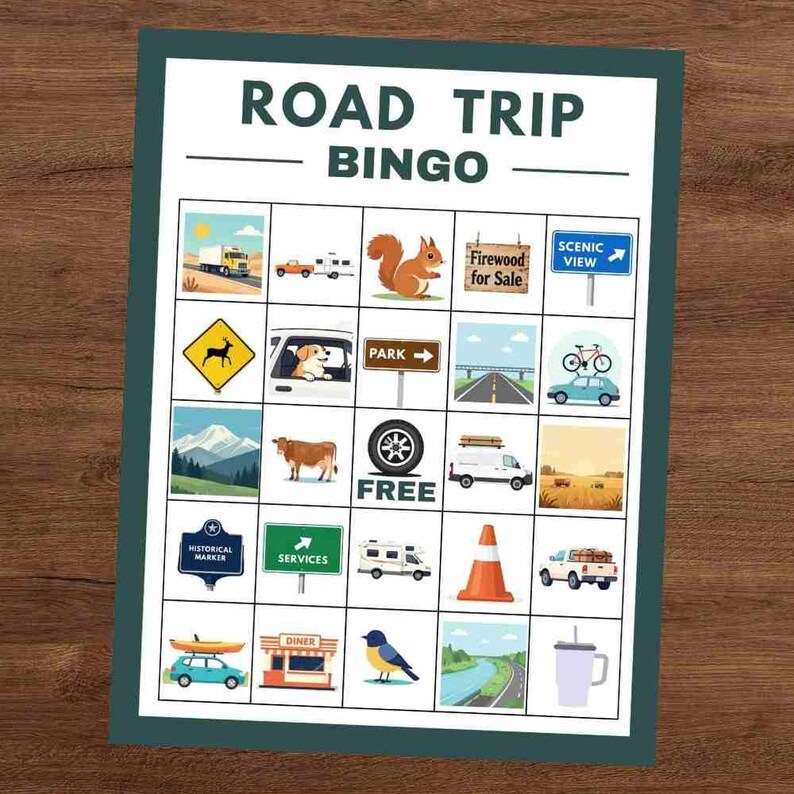 Road Trip Bingo Game for Kids Printable | Car Travel Activity for ...