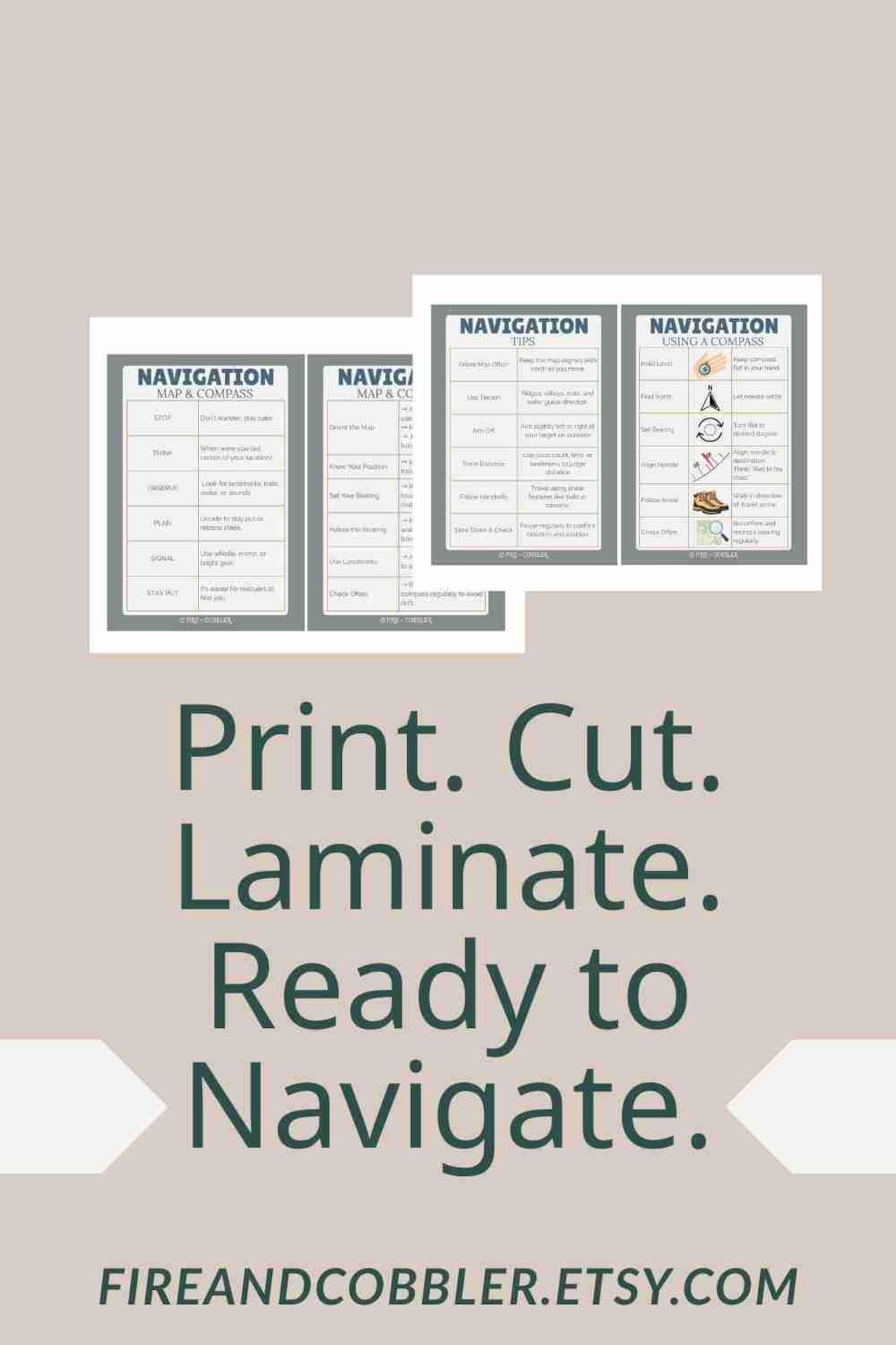Navigation Pocket Cards Printable | Map and Compass Skills Guide ...