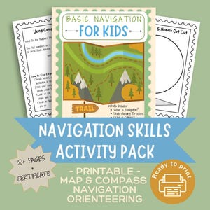 Map & Compass Skills Activity Workbook for Kids – Outdoor Learning, STEM and Educational Printable PDF