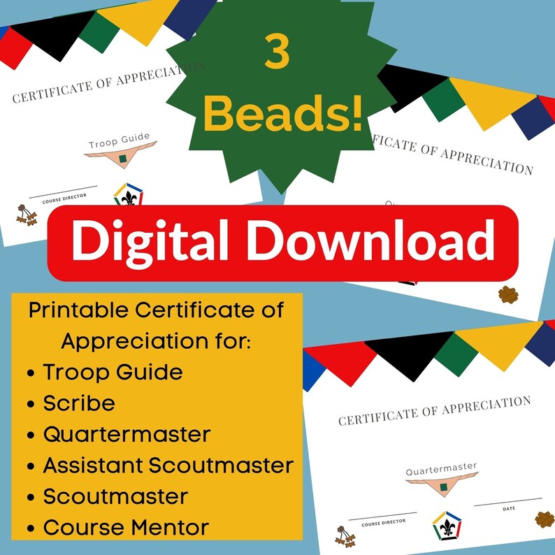 Wood Badge Staff Certificates Digital Download Etsy