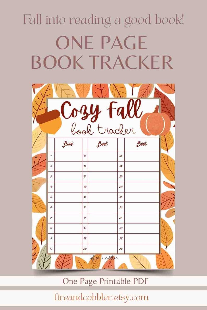 Fall Book Tracker Printable Reading Log Autumn Reading Journal PDF ...