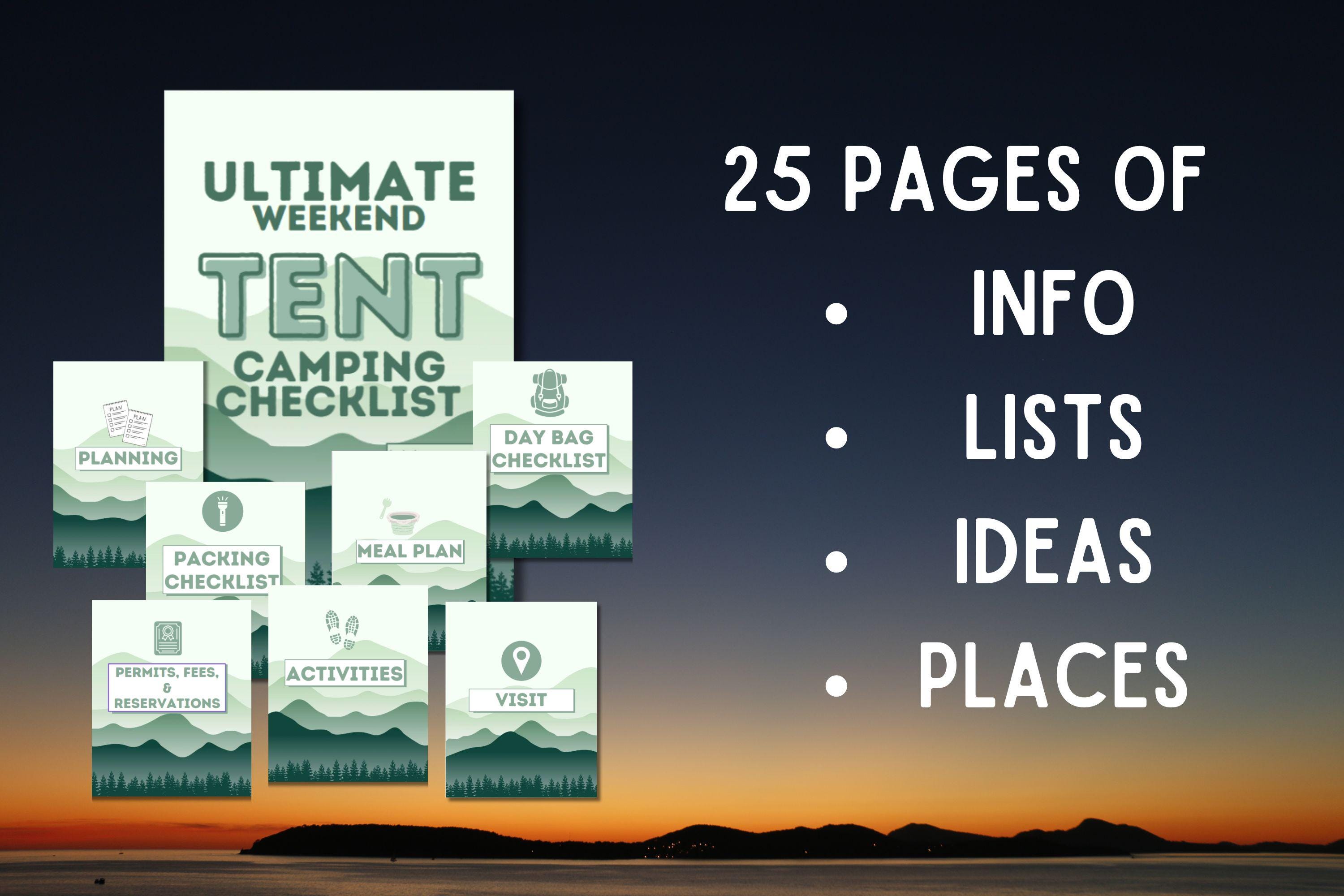 Camping Checklist Bundle | Printable Tent Adventure Planner PDF for ...