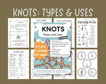 Knoten binden für Kinder | Cub Scout Knotenführer und Outdoor Geschicklichkeitsaktivität | Camping STEM lernen PDF