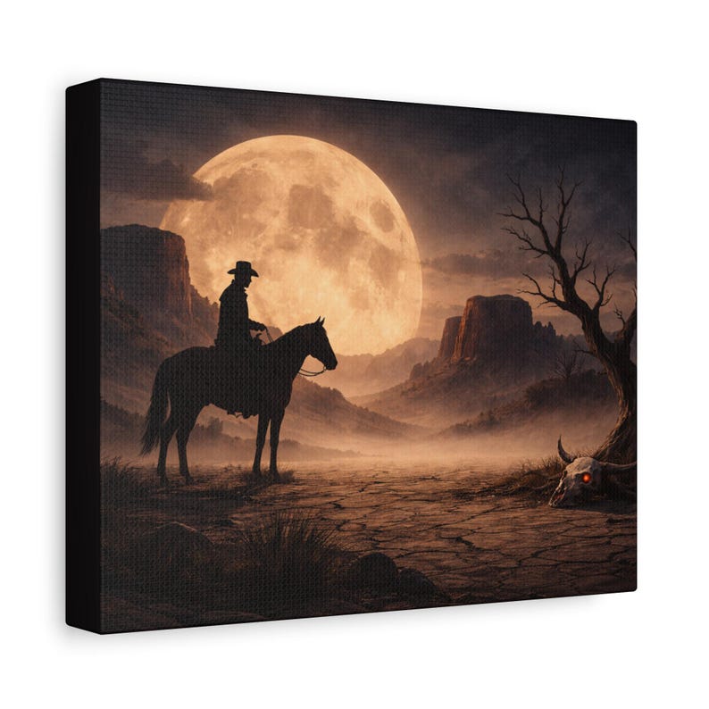 Western Gothic Wall Art, Dark Cowboy Print, Desert Noir Decor, Moody ...