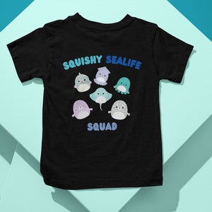 Squishmallow Sealife Squad kinder T-shirt Black