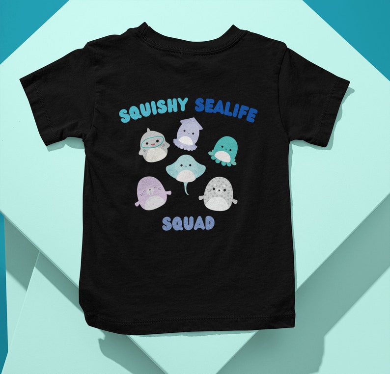 Squishmallow Sealife Squad kinder T-shirt Black