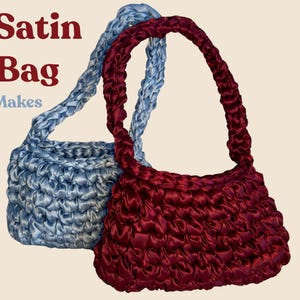Sac à bandoulière en ruban de satin motif crochet | Téléchargement PDF adapté aux débutants