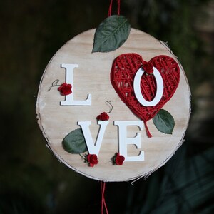 Letrero decorativo, placa de madera, letrero de letra, corazón de arte de cuerda, letrero para colgar en la pared, corazón para colgar en la pared, decoración del hogar, placa colgante, regalo para el hogar