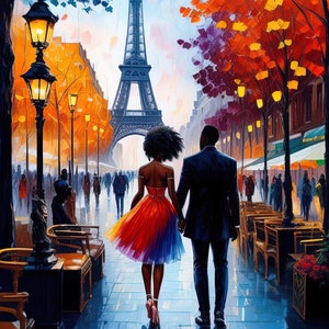 African Art, 'love in the Air, Wall Art Decor, Canvas Art, Wallpaper, High Quality, Wall Art Canvas Printing, Black American Art, Colorful