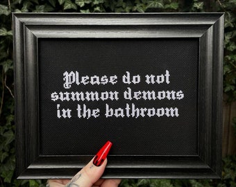 Summon Demons Cross Stitch, Goth, Gothic Home, Emo, Witch, Home Decor