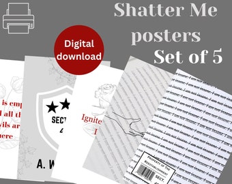 Downloadable Shatter Me Posters, Set of 5, Instant Prints, Booktok Inspired