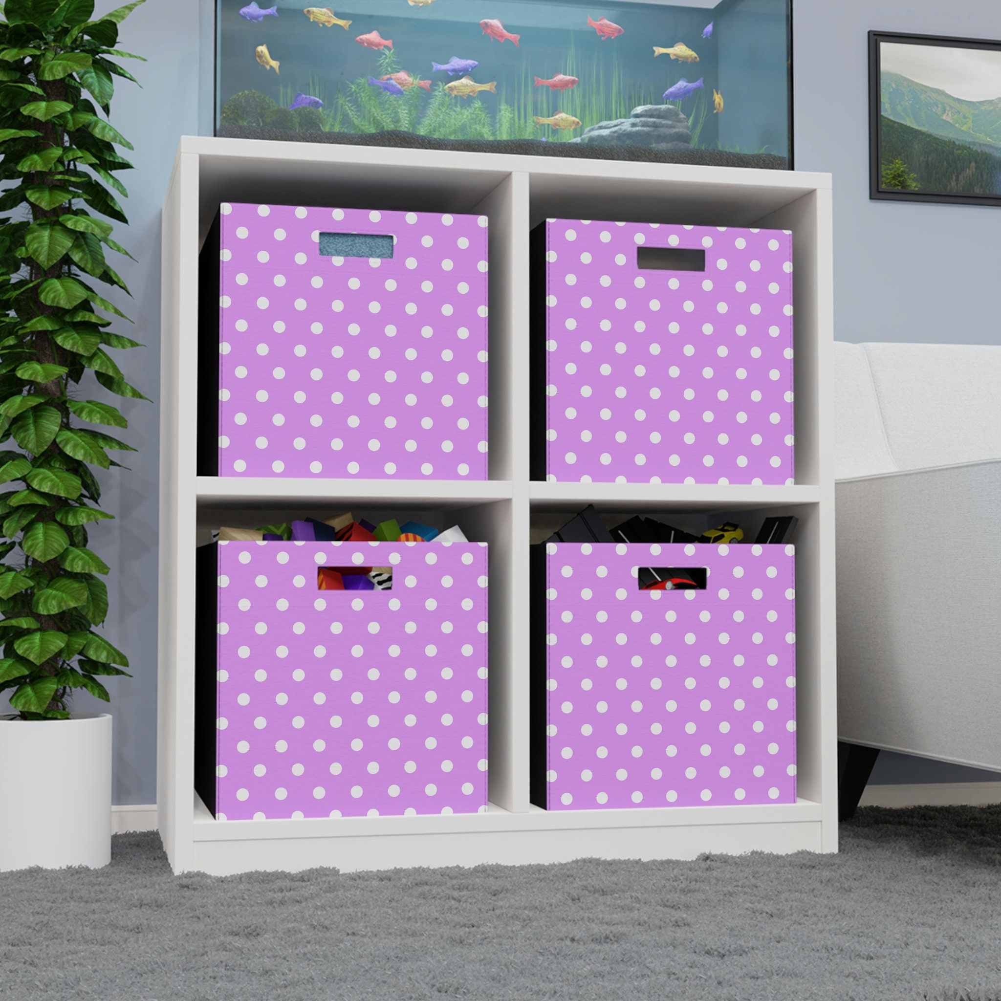 Lilac Polka Dot Cubby Storage Box Rectangle Storage Box 14.5 X 13 - Etsy