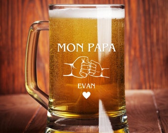 Verre à bière, chope Bière pour Papa, fête des pères chope à bière, cadeau personnalisé fête des pères, verre à bière personnalisé, famille