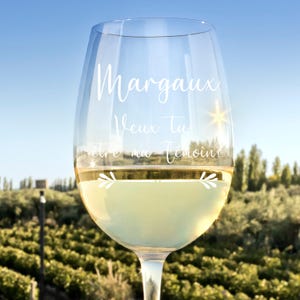 Personalized wine glass - wedding gift, birthday or baptism, engraved glass, wedding witness request, bridesmaid request