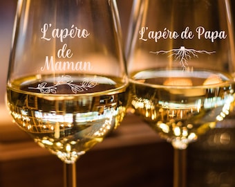 verre personnalisé, verre à vin personnalisé, texte de votre choix, cadeau fête des pères, papi, mamie maman personnalisation gravure