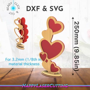 Valentinstag Herz Tischdekoration SVG DXF Valentine Laser Datei Valentine digital download svg dxf template digital cut file