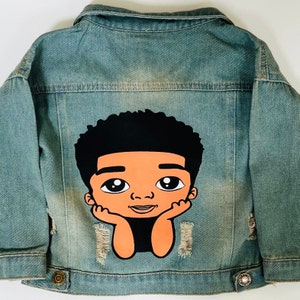 Chaqueta Jean de niño personalizada, chaqueta Jean de niño personalizada, chaqueta de mezclilla de nombre personalizado para niños