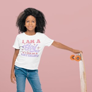 I Am A Girl And I Can Do Anything, Retro T-shirt For Girls, Gift For Kids, Gift For Girls, Funny Girls T-Shirt, Girl Scout Gift