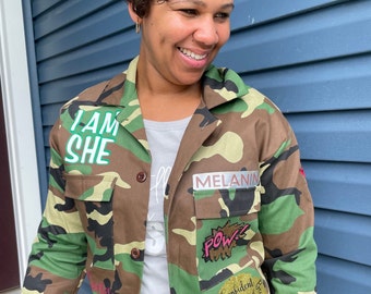 Camo Jacket for Women Women's Camo Jacket Vintage Army Jacket Trendy Women's Camouflage Jacket