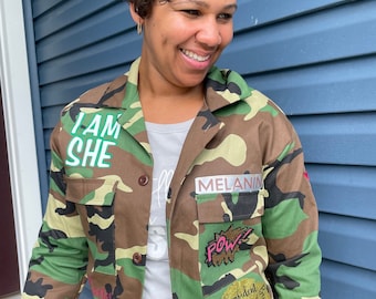 Army Fatique Camo Jacket With Butterflies Etsy