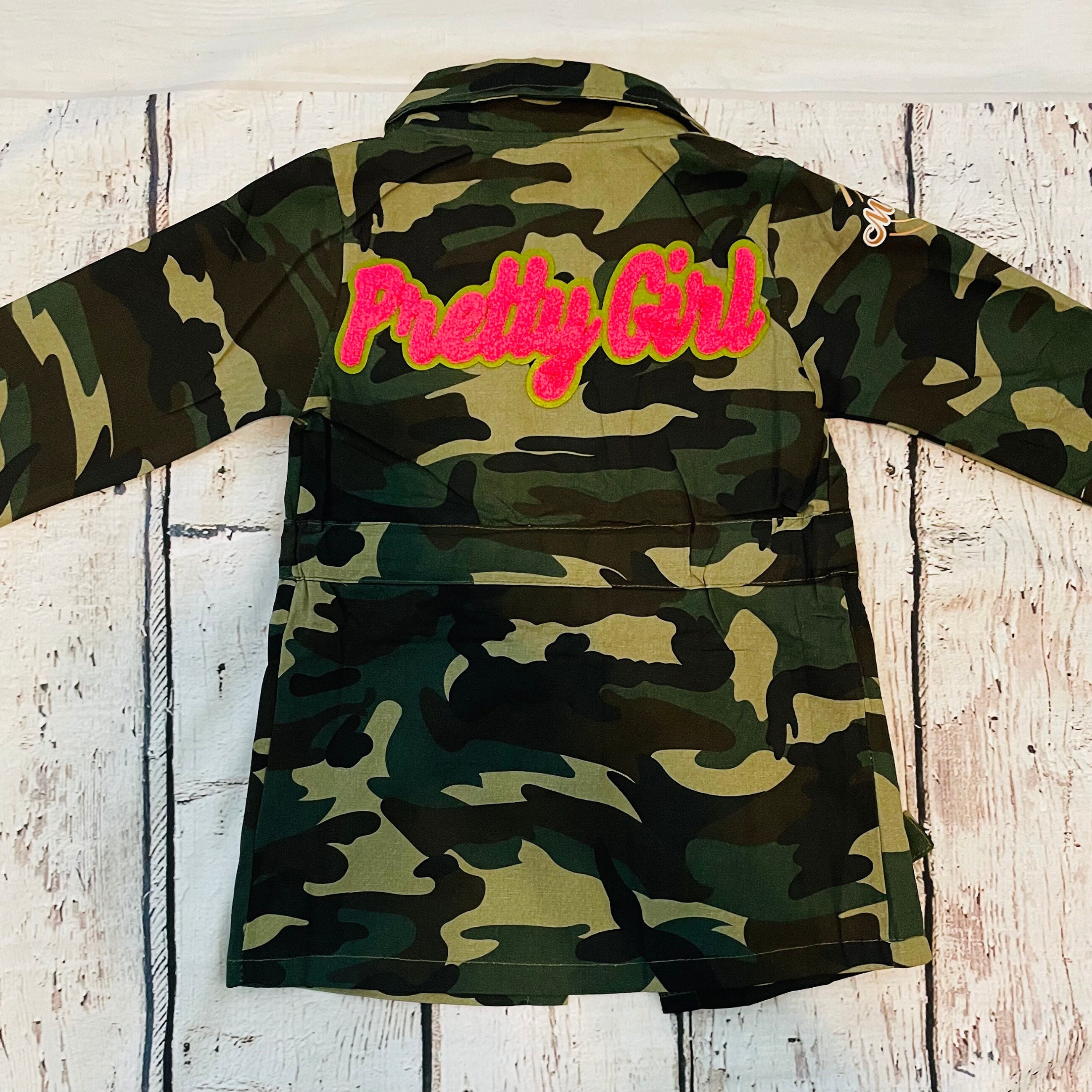 Camouflage Toddler Jacket With Patches, Vintage Army Jacket for
