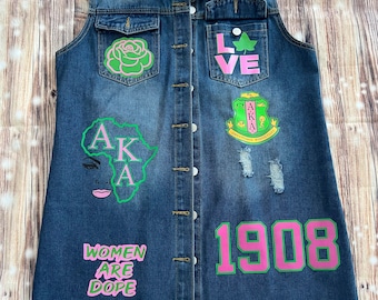 AKA Sorority Denim Vest: Custom Greek Apparel