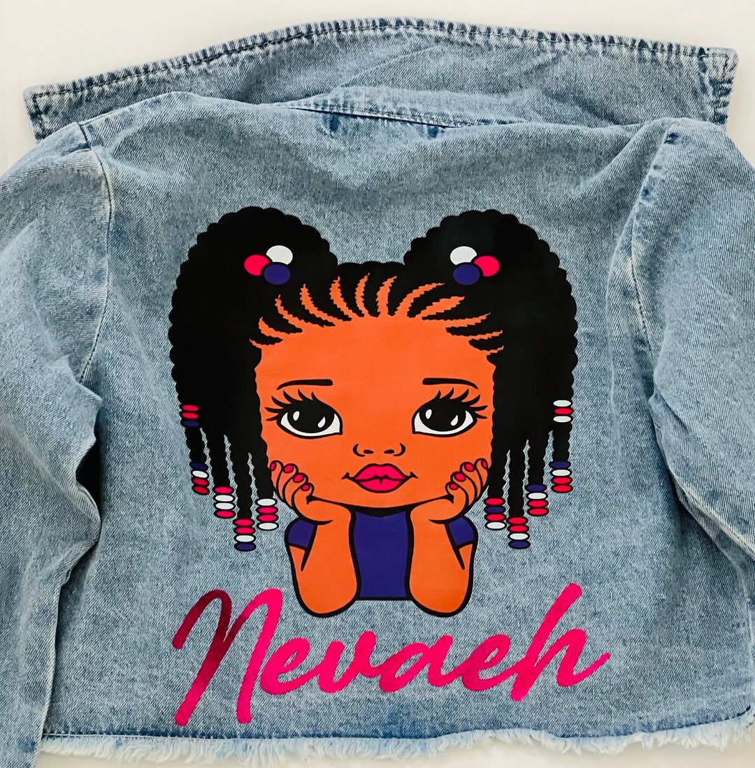 Custom Girl Jean Jacket, Personalized Girl Jean Jacket, Girls