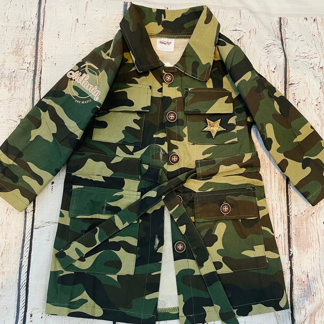 Camouflage Toddler Jacket With Patches, Vintage Army Jacket for