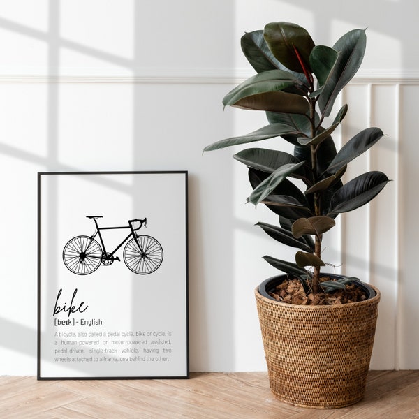 Digital Art Poster, Home Wall Art, Bike Definition Print, Bike Wall Art, Minimalistisches Zitat Druck, Home Decor, Spruch Druck