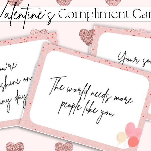 Valentine's Compliment Cards Printables | Kids Valentines | Love Message Printables | Compliment Cards for Kids | Valentines Day | Love Note