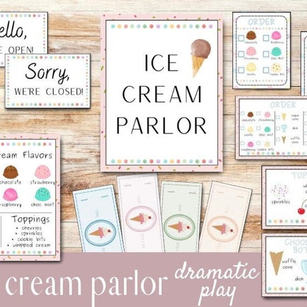 Ice Cream Parlor Pretend Play, Home Dramatic Play for Kids, Preschool Printables, Ice Cream Parlor Dramatic Play, Pretend Play, Playroom