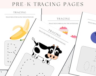 Preschool Learning Activity Printables | Educational Worksheets | Preschool Alphabet Learning | Pre-K Counting and Tracing