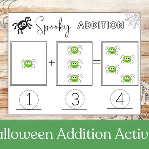 Actividad de suma temática de Halloween, Recursos para la educación en el hogar, Actividad de suma de números 1-6, Aprender jugando, Actividad de aprendizaje para niños, Matemáticas