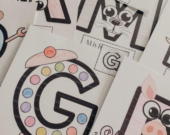 Manualidades del alfabeto para imprimir, actividades ABC para niños pequeños, manualidades de letras preescolares de la A a la Z, hojas de trabajo para desarrollar la motricidad fina, PDF para el aprendizaje en casa