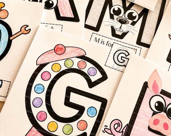 Alphabet Craft Printable, ABC Activities for Toddlers, Preschool Letter Crafts A-Z, Fine Motor Skills Worksheets, Homeschool Learning PDF