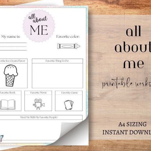 Rainbow All About Me Worksheet, Printable All About me Questionnaire for Kids, Get to Know Me, Pre-K Creative Survey, Rainbow, Mute Colors