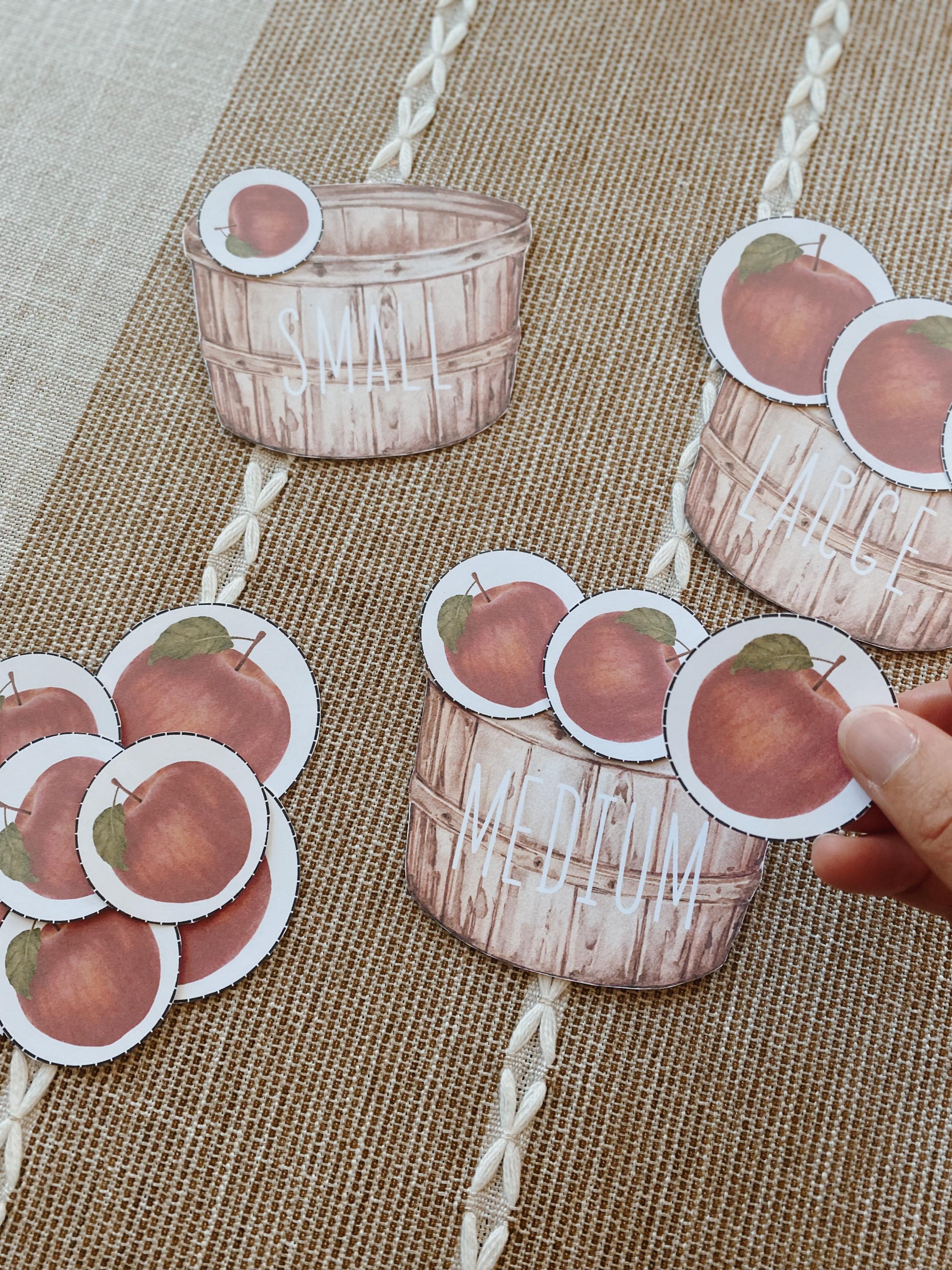 Apple Size Sorting Activity for Kids, Size Matching Activity, Smallest ...