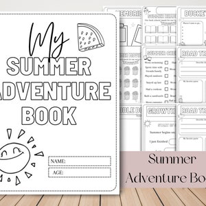 Zomeravonturenboek voor kinderen, zomeractiviteiten voor kinderen, afdrukbaar zomerdagboek, kinderbucketlist, leeslog, zomerchecklist