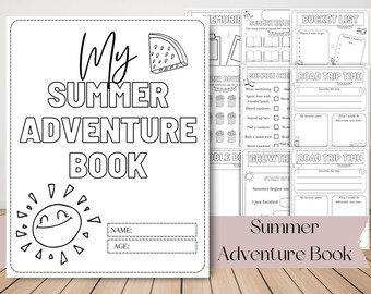 Summer Adventure Book for Kids, Summer Activities for Kids, Printable Summer Journal, Kid's Bucket List, Reading Log, Summer Checklist